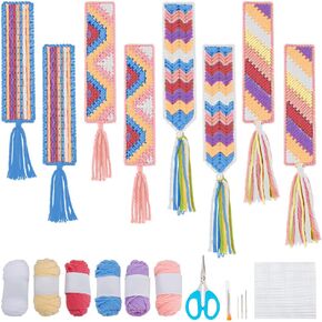 FREEBLOSS 8set Plastic Canvas Bookmark Kit Colorful Plastic Canvas Patterns Plastic Canvas Cross Stitch Plastic Canvas Embroidery Kits Mesh Plastic Canvas Kit with Instructions