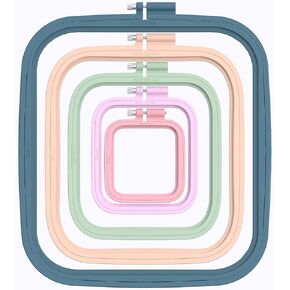 Pllieay 5 Pieces 5 Sizes Square Embroidery Hoops, ABS Plastic Embroidery Hoops for DIY Embroidery Craft