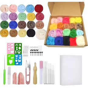 Catopia Needle Felting Kit,Needle Felting Starter Kit,Wool Roving 20 Colors Set,Wool Felt Tools for Felted Animal Needle Felting Supplies,Needle Wool Felting Tools Kit