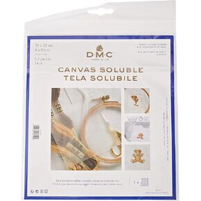 DMC DC90 Water Soluble Cross Stitch Canvas, 8 by 8-1/2-Inch, White, 14 Count