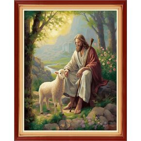 Magxvouy Cross Stitch Kits Stamped Full Range of Embroidery Kits,Cross Stitch Patterns Needlework Kits for Beginners 11CT Printed Kits&Mountain and River Deer 16x20 inch