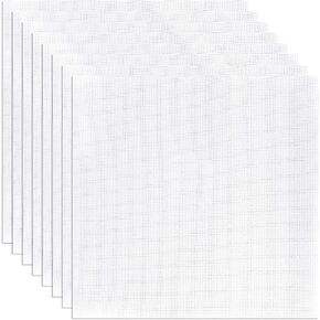 Caydo 10 x 10 Inch Aida Cloth, 8 Pieces 14 Count White Cross Stitch Cloth for Embroidery Projects and Handmade Needlework