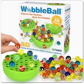 Funwares WobbleBall Marble Balancing Game – 50 Colorful Marbles Stored Inside for Easy Cleanup, Exciting Family Challenge for Kids & Adults, Fun Party Game, 1-4 Players, Perfect Holiday, Birthday Gift