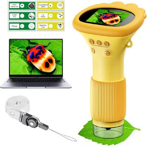 Kids Microscope Pocket Microscope - 1000X Portable Microscope for Kids | Photo and Video Mini Microscope | 2'' Digital Little Scientist Microscope for Kids Over 3 Years Old