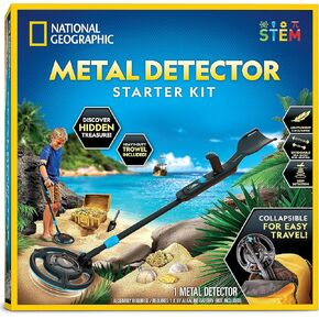 National Geographic Starter Metal Detector Kit for Kids - Kids Metal Detector with 7.4" Waterproof Metal Detector Coil & Trowel, Lightweight Gold Detector, Beach Metal Detector, Gift for Boys & Girls