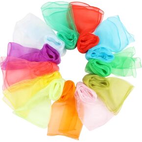 CCINEE 24Pcs Dance Scarves for Kids Play Music Scarves Dance Scarf Play Scarves Movement Square Juggling Silk Tricks Scarves Rhythm Band Scarves Scarfs for Children Movement(12 Colors)