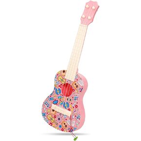 Leeqee 21in Graffiti Consulele Duity Guitar for Kids ، 4 Strings Kids Guitar Duitulele Musical Expressions Learning Teachational Toys with 3 4 5 6 7 8 9 10 11 12 Kids Toddler Boys Girls (Pink)