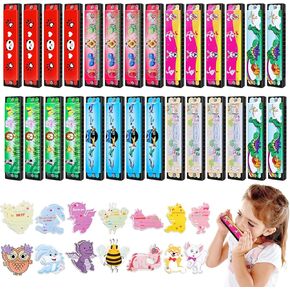 28Pcs Harmonica Toy Set with 28Pcs Easter Cards for Kids School Class Exchange, Birthday Party Favors for Kids Boys Girls 3 4 5 8-12, Prize Toy Goodie Bags Stuffers Return Gifts