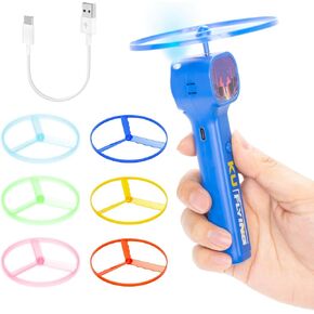 Rechargeable Electric Flying Disc Launcher with 6 Flying Spinners, Glow in The Dark Discs, Outdoor Play Fun Sports Fidget Toy for Gift