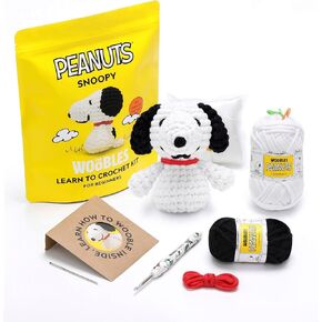 مجموعة Crochet Kit Crochet The Kit مع غزل سهلة كما يظهر على Shark Tank - مع دروس فيديو خطوة بخطوة - Snoopy