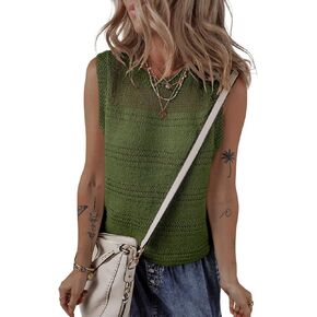 تقييم سترة سترة نساء لطيف الربيع الصيف الطاقم الطاقم متماسكة الكروشيه بلا أكمام in Kuwait