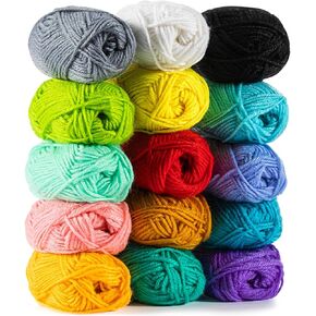 15x20g Acrylic Yarn for Crocheting - Soft Knitting Yarn for Crafts Multicolor Yarn Skeins for Crocheting DIY Yarn Bulk for Handicraft Knitting Yarn Scarves Gift for Beginners Adults