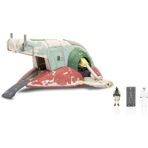 Star Wars Micro Galaxy Squadron Boba Fett's Starship (EP 5)-مركبة مقاس 7 بوصات مع حامل عرض الطيران وثلاثة ملحقات شخصية صغيرة 1 بوصة