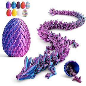 Cessfle 3D Printed Dragon Egg, 3D Dragon Eggs with Dragon Inside, Crystal Dragon Egg Fidget Toys Purple Dragon Egg, Easter Eggs Dragon Toys Gifts for Kids 5-7