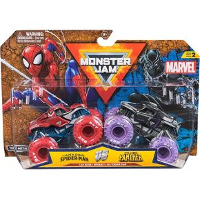 Monster Jam, Marvel Official Spider-Man Vs. Black Panther Die-Cast Monster Trucks, 1:64 Scale, Kids Toys for Boys and Girls Ages 3 and up