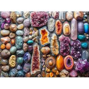 1000 Piece Rock Jigsaw Puzzle for Adults - Colorful Crystals and Healing Stones - Challenging Puzzle Perfect for Game Nights - Unique and Difficult - 20x27 inches (Chakra Rockin)