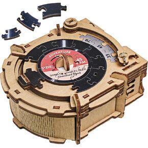 iDventure Cluepuzzle Record Player - Puzzle Box with Jigsaw Puzzle - Escape Room Game - Gift Box - Treasure Chest - 3D Wooden Puzzle - Sequential Puzzles Puzzle Box Adults - Money Gift - Gift