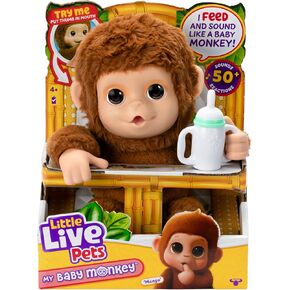 القليل من الحيوانات الأليفة الحية My Baby Monkey - قرد الحيوانات الأليفة رائعتين مع أكثر من 50 صوتًا وردود فعل. تعبيري الحركة الفم. مانجو تمتص إبهامه ، ويتغذى من قنينته ، ويعلق من يديه وأقدامه!