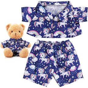 2 Pcs Stuffed Bear Pajamas Clothes Stuffed Animal PJ's Outfit Accessories Fit Most 14-16 Inch Plush Bear Dolls for Pre-Kindergarten DIY Gift Goodie Bags Stuffers