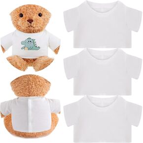 3 Pcs Sublimation Shirt Fit 14-18 Inch Stuffed Bear Blank Stuffed Bear Clothes Plush Bear T Shirts for DIY Make Unique Stuffed Doll Clothes