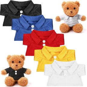 5 Pcs Stuffed Bear Clothes Stuffed Animal Polo Shirt Outfit Plush Animal Accessory for Goodie Bags Stuffers DIY10-12 Inch Plush Toy Make Your Own Plush Doll
