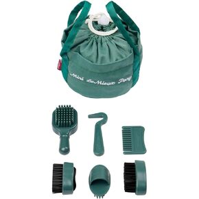 LeMieux Toy Pony Grooming Kit Sage - Includes Brushes, Curry Comb, Sponge, Tangle Tidy & Hoof Pick - Store in Mini Drawstring Grooming Bag - Suitable for Ages 3+