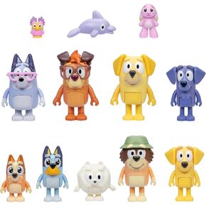 تضم مجموعة Bluey Super Fan Set ، من 2 إلى 2.5 بوصة ، Bingo ، Chattermax ، Gray Dancer ، Floppy Bunny ، Lucky ، Nana ، Jean-Luc Johnny ، Lucky's Dad ، Joff ، Pom Pom & Grandad-12 PK | Amazon Exclusive