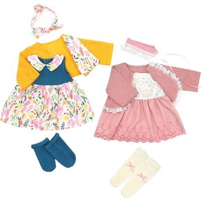 20 Inch Doll Clothes Outfits Doll Dress with Coat, Headband Socks 2-Packs for 20-22 Inch Doll (Not Include Doll)