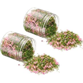 Model Flower Grass, 185ml Capacity, Fake Miniature Flower Grass Tree Plastic Sponge Pink - (Applications: DIY Dollhouse Fairy Garden Model Railway Landscape), 2-Pieces