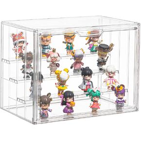 Display Case for Collectibles 4 Layer Updated Adjustable Acrylic Display Case with Magnetic Door Clear Stackable Display Box Hobby Display Cases for Figures, 1 Pack