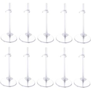 10Pcs Adjustable Doll Stands, Plastic Doll Display Holders, Clear Action Figure Stand, Toy Doll Accessories, Transparent Display Stand Support for 11 to 13 Inch Tall Dolls