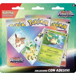 Pokémon TCG: Leafeon Scarlet and Violet Expansion Sticker Collection - Prismatic Evolutions (one Holographic Promo Card and Three Expansion Packs)