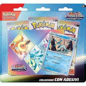 Pokémon TCG: Scarlet and Violet Glaceon Sticker Collection - Prismatic Evolutions (one Holographic Promo Card and Three Expansion Packs)