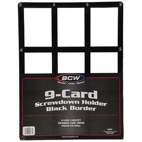 BCW Wall Mountable Trading Card Display Frame | 9 Card Screwdown Holder | Baseball Card Display Frame | High-Impact Crystal Clear Polystyrene | Ideal as a Baseball Card Frame Wall Display