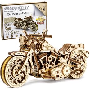 WOODEN.CITY Motorcycle 3D Puzzle for Adults - Wooden Model to Build - 3D Puzzle Motorcycle Kit