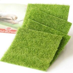 Shindel 4 Packs Fake Grass Decor for Crafts, 6" x 6" Fairy Artificial Moss for Miniature Garden, Dollhouse Accessories Diorama Supplies DIY Decoration