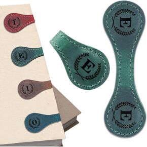 Personalized Magnetic Leather Bookmark - Genuine Leather Custom Bookmark with Initials, Handmade Magnetic Clips for Book Lovers, Readers, Kids, and Women - Premium Magnet Bookmark Charm