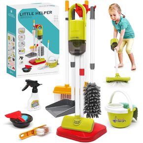 Dreamon Toddler Cleaning Set - 14Pcs Kids Cleaning Toy Set with 2-in-1 Kids Vacuum That Really Works, Pretend Home Cleaning Play Set for Toddler Age 1-4, Christmas Birthday Gift for Girls Boys