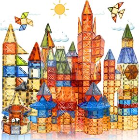 Magnetic Tiles, 100PCS Earth Color Magnet Building Toys for Kids Age 4-8, Sensory Stacking Blocks for Toddlers, STEM Preschool Montessori Learning Toys Birthday Gifts for Boys Girls Ages 3+