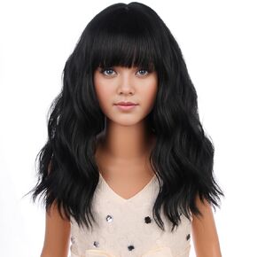 Blonde Wig Kids Child Wig Short Wavy Wig with Bangs Flaxen Blonde Wig Synthetic Girls Wig Cosplay Halloween Party Costume Wig (Flaxen Blonde)