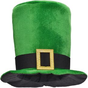 St Patrick's Day Green Top Hat,Velvet Green Shamrock Hat,St. Patricks Day Party Favors Party Supplies for Men Women