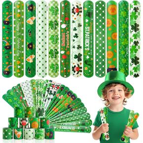 36 Pcs St. Patrick's Day Slap Bracelet,St Patricks Day Favors,St Patricks Day Gifts,St Patricks Day Decorations Gifts Bracelet Decorations Outdoor,St Patricks Day Prizes Bracelets Bulk for Holiday
