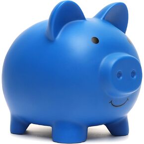 بنك Piggy لطيف ، بنك العملات المعدنية للبنين والبنات ، بنك الأموال البلاستيكية للأطفال ， جرة الهدايا لعبة الأطفال (الأزرق الداكن)