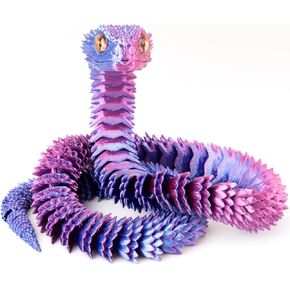 30 inch 3D Printed Snake, Year of The Snake 2025, Executive Desk Toys, Articulated Snake, Fidget Toys Gifts for Easter Adults (PurpleRed)