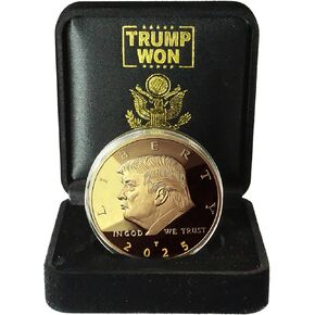 Donald J. Trump Won 2025 Gold Coin in Velvet Display Case - 47th Presidential Commemorative Gold Plated Replica Challenge Coin with Cert of Authenticity (2025 Velvet)