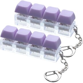 2 Pcs Keyboard Fidget Toy, Keyboard Fidget Keychain 4-in-1 Keyboard Decompression Button Finger Clicker Toys, Button Stress Relief Fidget Gifts for Adult to Relief Stress (Purple)