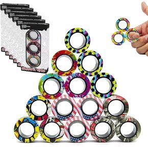 18Pcs Magnetic Rings Fidget Toys Spinner Set Easter Basket Stuffers,Finger Magnet Rings Endless Hours of Fun ADHD Stress Relief Fidget Spinner for Relieve Anxiety Birthday for Adults Teens Kids