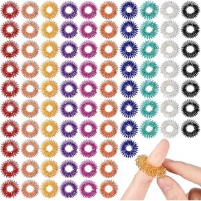 200 Pcs Acupressure Rings Fidget Spiky Sensory Finger Massager Ring Stress Relief Fidget Sensory Toys Anxiety Relief Toys Stress Reducer for Men, Women(Classic Color)
