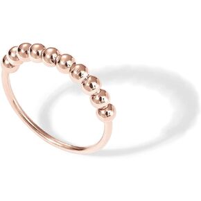 PAVOI 14K Gold Plated Spinner Anxiety Rings for Women Men - Anxiety Bands with Beads - Moon Star, Beads Fidget Ring for Women