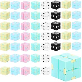 48 Pcs Cube Sensory Toy Handheld Infinite Cube Flipping Hand Cube Desk Gift Portable Blocks for Teen Adult Anxiety Stress Relief Valentine's Day (Macaron Style)